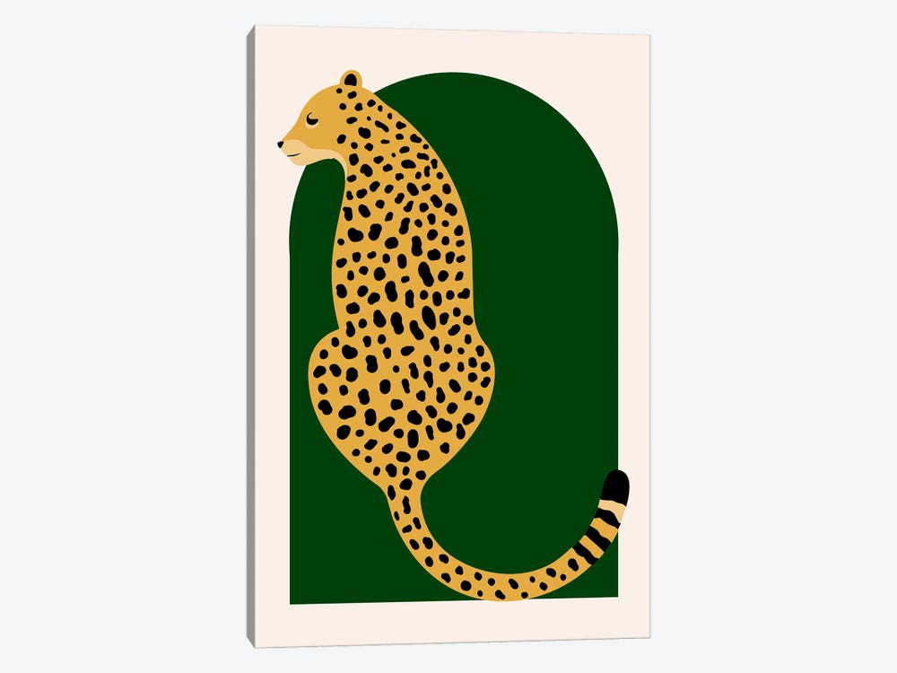 Boho Jungle Green Vintage Arch Oversized Leopard by Typologie Paper Co 1-piece Canvas Wall Art