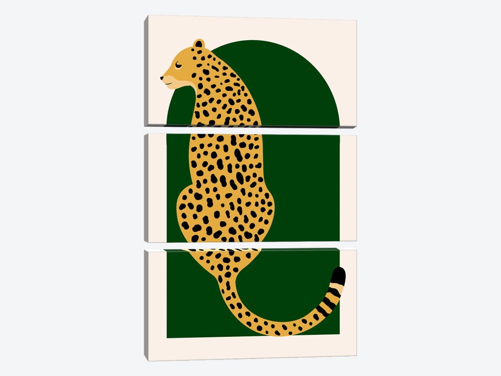 Boho Jungle Green Vintage Arch Oversized Leopard by Typologie Paper Co 3-piece Canvas Wall Art