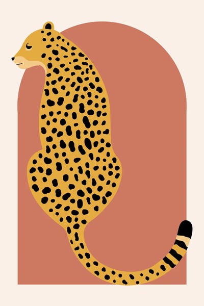 Boho Rust Pink Vintage Arch Oversized Leopard by Typologie Paper Co art print