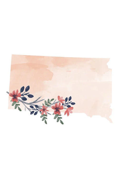 South Dakota Floral Watercolor State