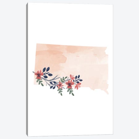 South Dakota Floral Watercolor State Canvas Print #TPP171} by Typologie Paper Co Canvas Art Print