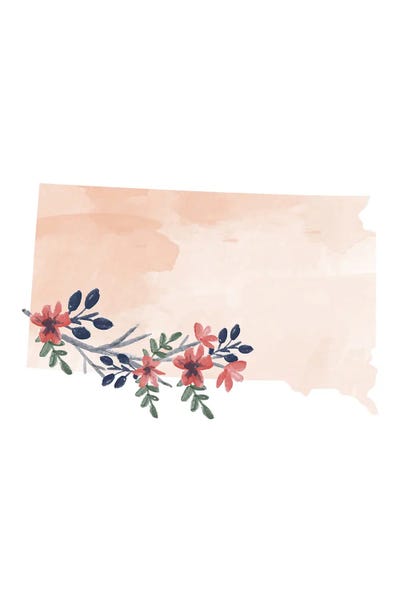 South Dakota: South Dakota Floral Watercolor State by Typologie Paper Co