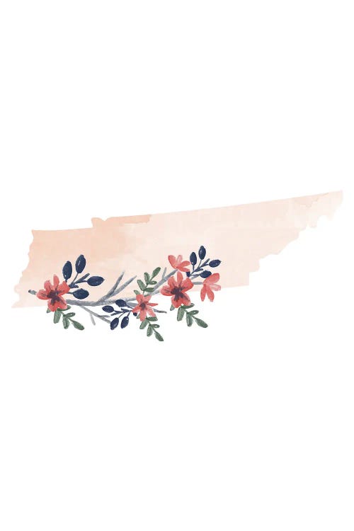 Tennessee Floral Watercolor State by Typologie Paper Co wall art