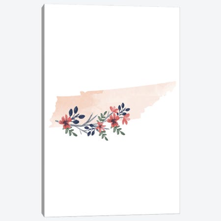 Tennessee Floral Watercolor State Canvas Print #TPP172} by Typologie Paper Co Canvas Print