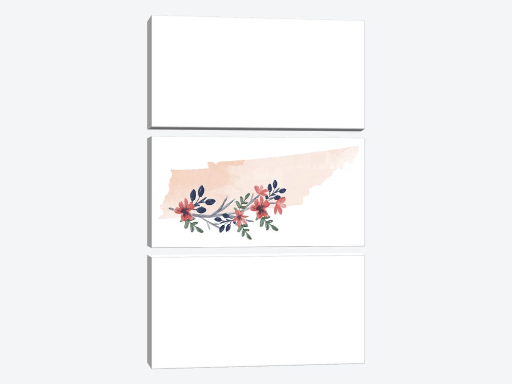 Tennessee Floral Watercolor State by Typologie Paper Co 3-piece Art Print