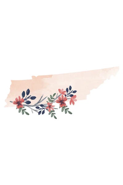 Tennessee: Tennessee Floral Watercolor State by Typologie Paper Co