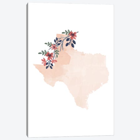 Texas Floral Watercolor State Canvas Print #TPP173} by Typologie Paper Co Canvas Print