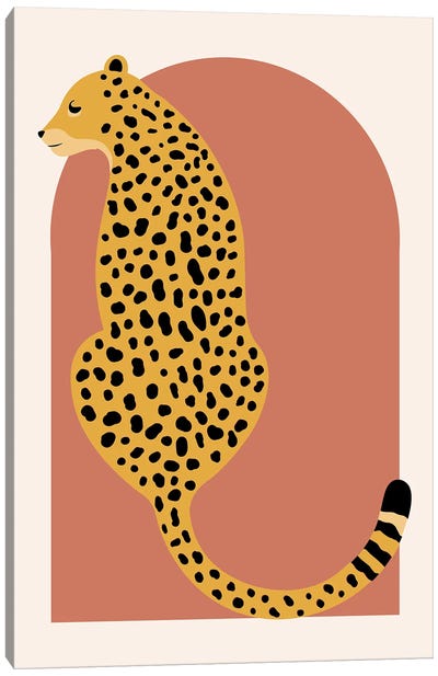 Boho Rust Pink Vintage Arch Oversized Leopard Canvas Art Print - Typologie Paper Co