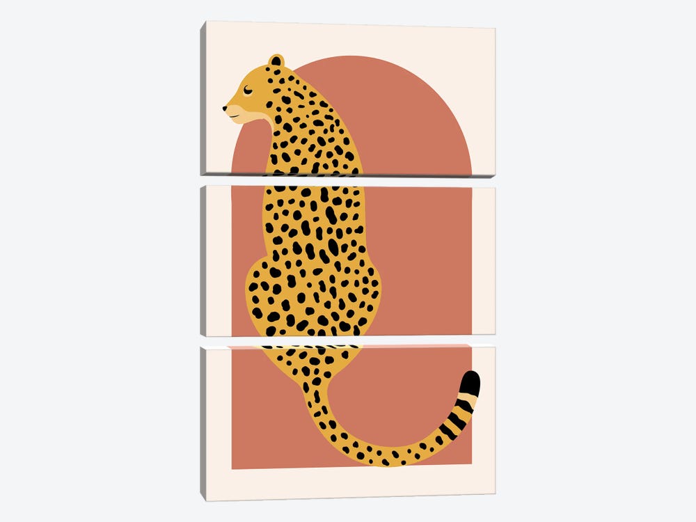 Boho Rust Pink Vintage Arch Oversized Leopard by Typologie Paper Co 3-piece Canvas Print