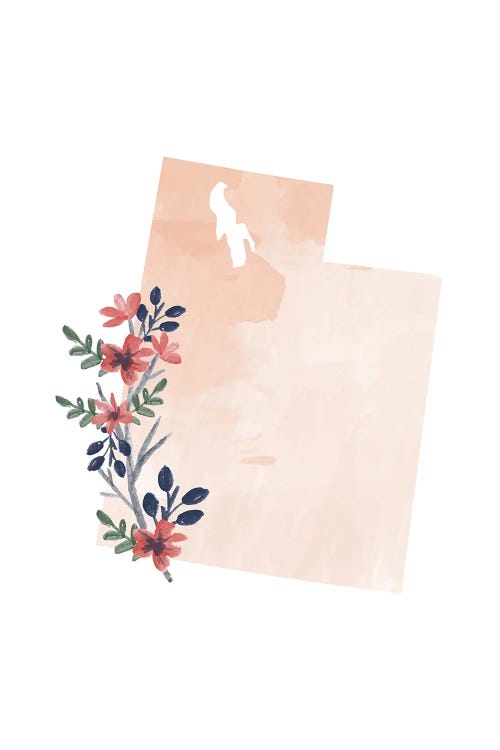 Utah Floral Watercolor State by Typologie Paper Co wall art