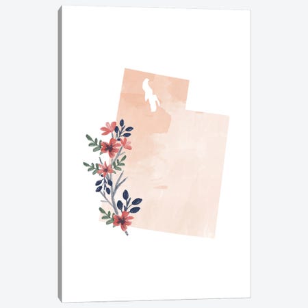 Utah Floral Watercolor State Canvas Print #TPP181} by Typologie Paper Co Canvas Art