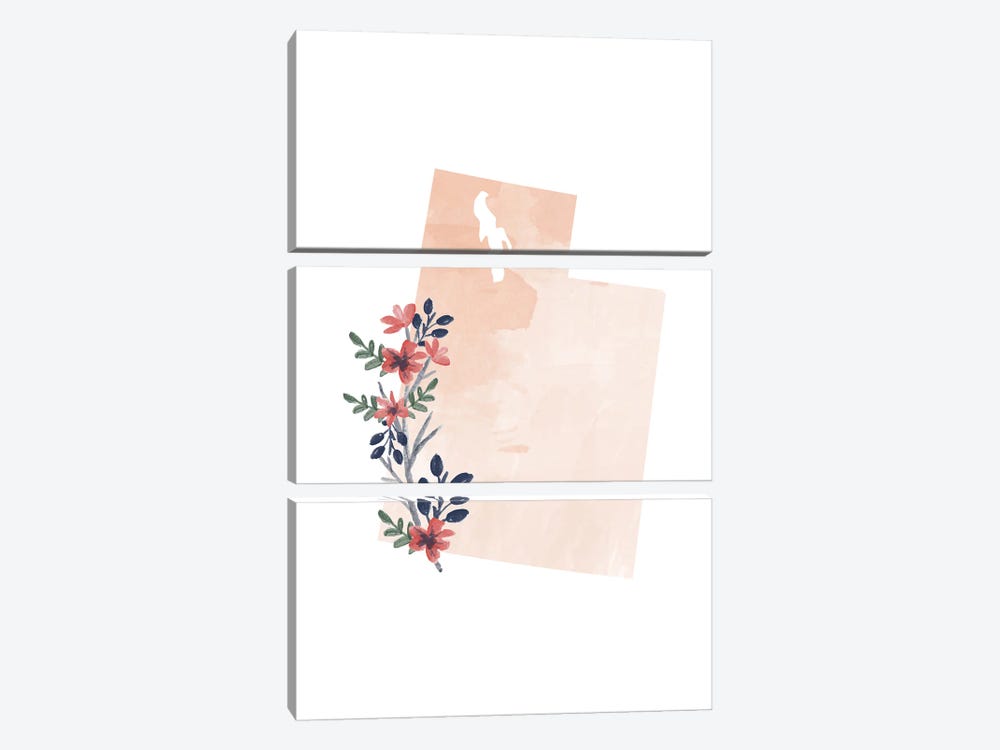 Utah Floral Watercolor State by Typologie Paper Co 3-piece Art Print