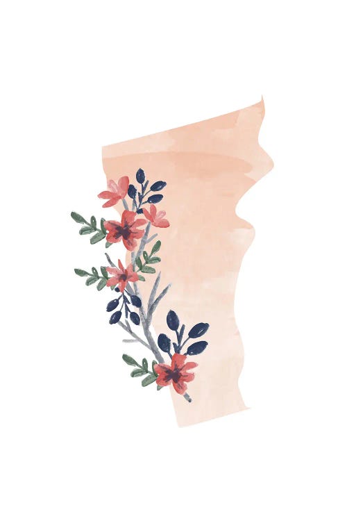 Vermont Floral Watercolor State