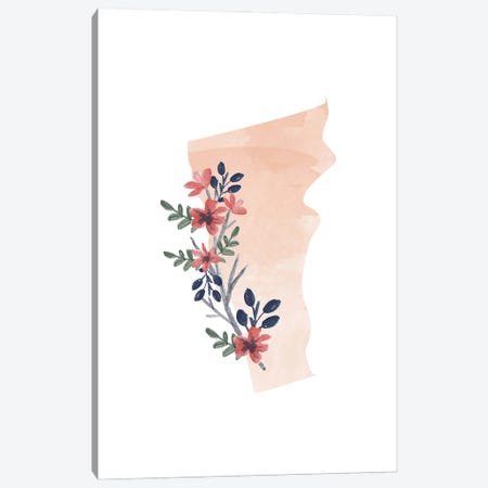 Vermont Floral Watercolor State Canvas Print #TPP182} by Typologie Paper Co Canvas Art