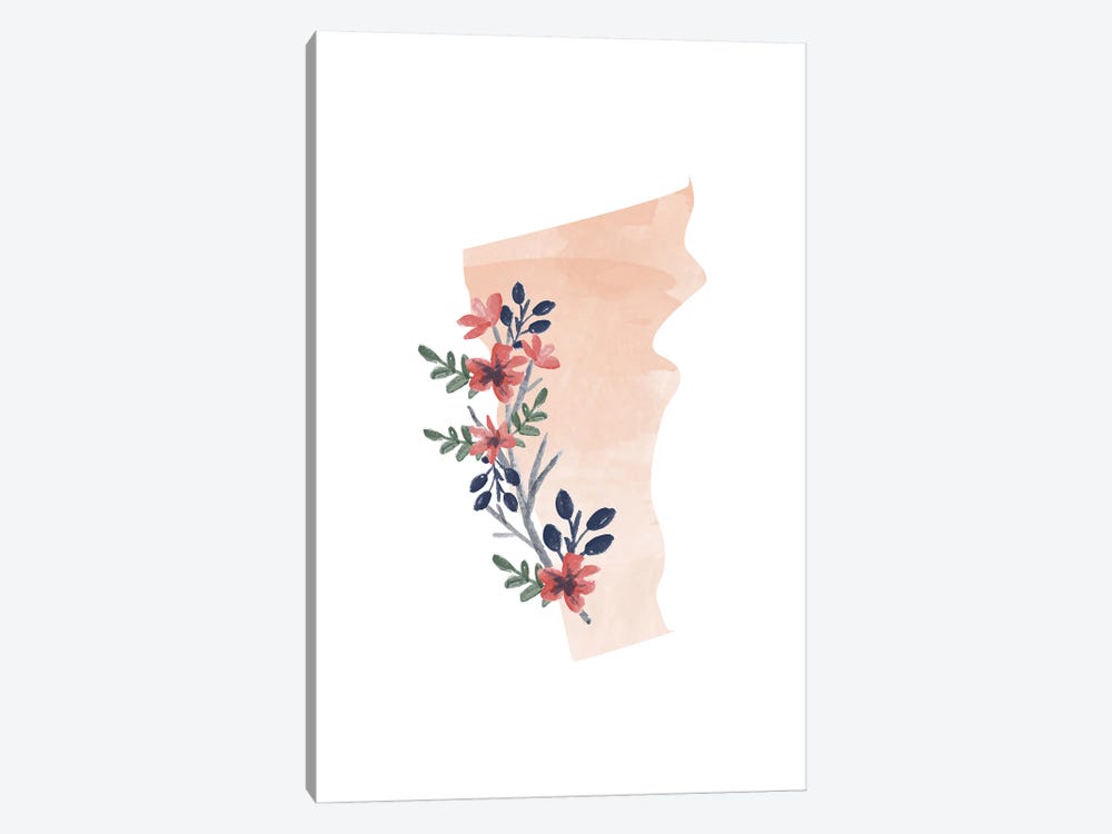 Vermont Floral Watercolor State by Typologie Paper Co 1-piece Canvas Art