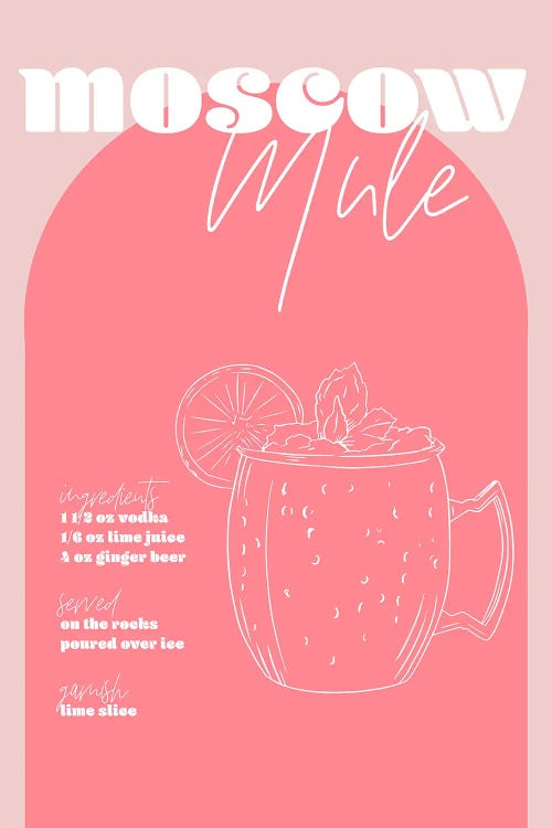 Vintage Retro Inspired Moscow Mule Recipe Pink And Dark Pink