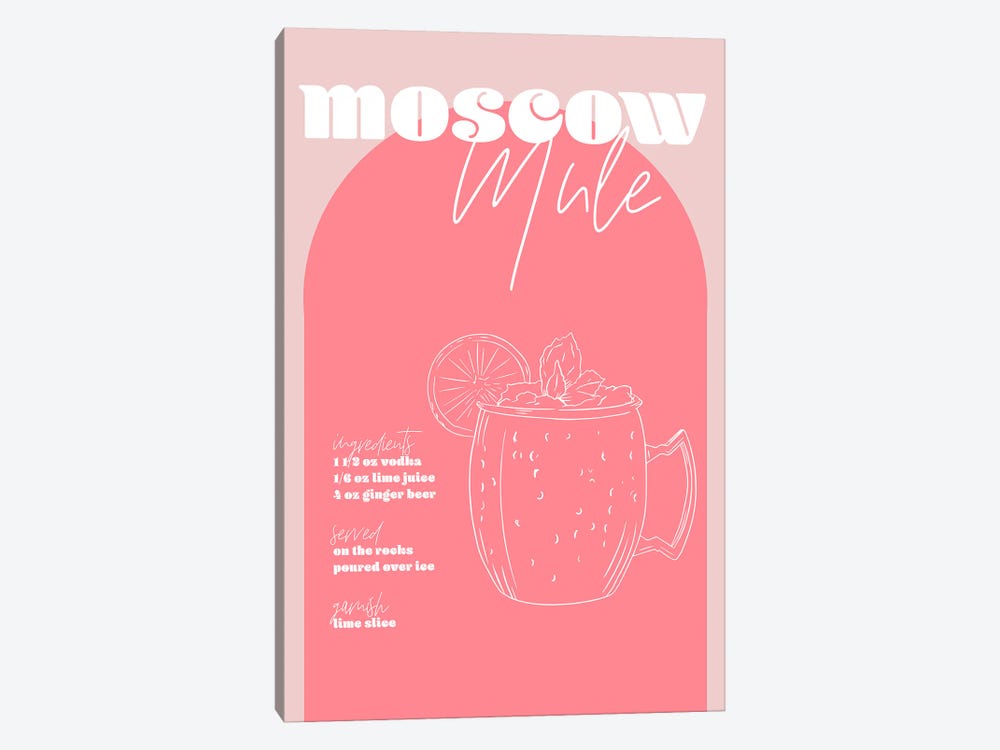 Vintage Retro Inspired Moscow Mule Recipe Pink And Dark Pink by Typologie Paper Co 1-piece Art Print