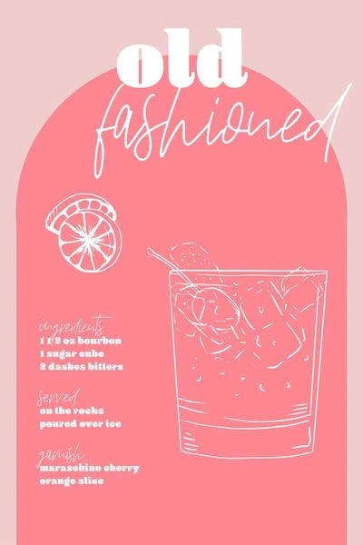 Old Fashioned: Vintage Retro Inspired Old Fashioned Recipe Pink And Dark Pink by Typologie Paper Co