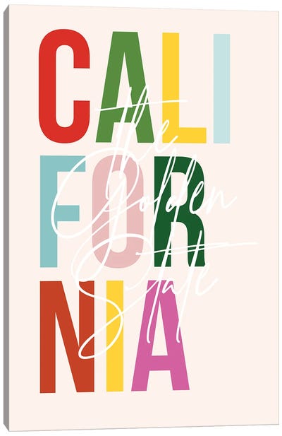 California "The Golden State" Color State Canvas Art Print - Typologie Paper Co