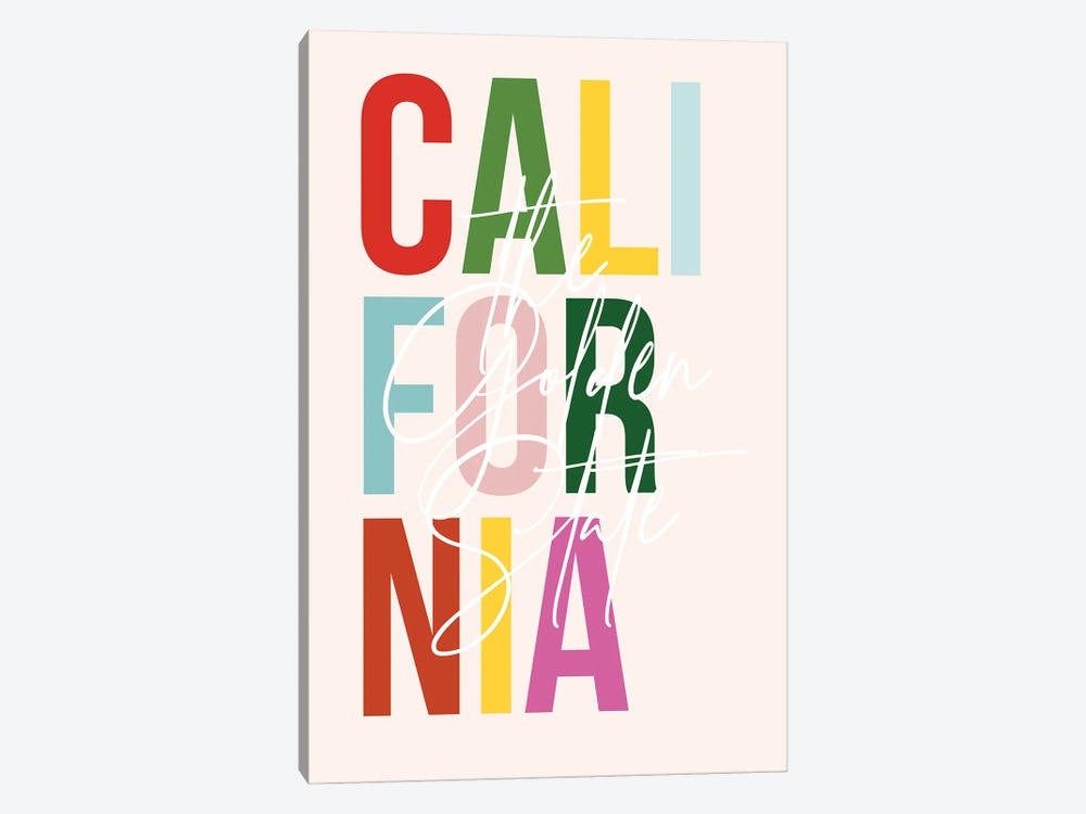 California "The Golden State" Color State by Typologie Paper Co 1-piece Canvas Art