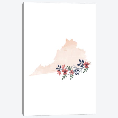 Virginia Floral Watercolor State Canvas Print #TPP191} by Typologie Paper Co Canvas Print