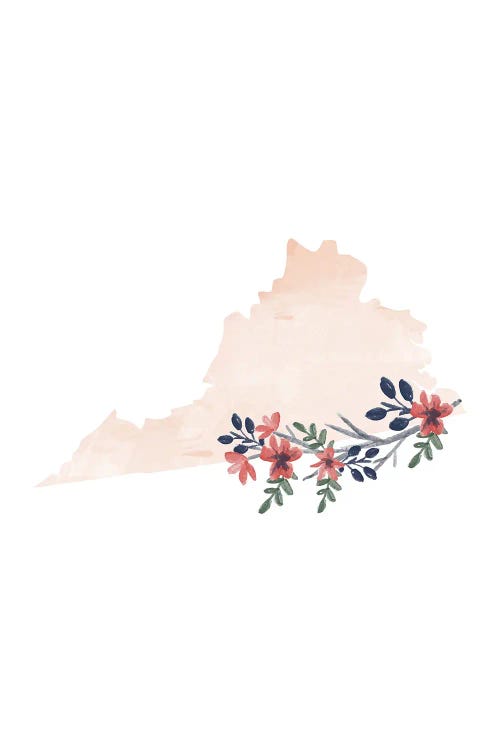 Virginia Floral Watercolor State by Typologie Paper Co wall art