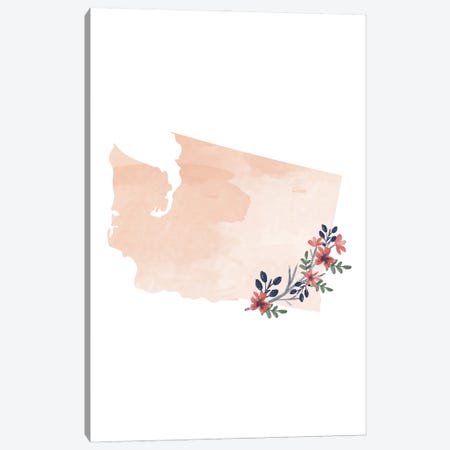 Washington Floral Watercolor State Canvas Print #TPP193} by Typologie Paper Co Canvas Print