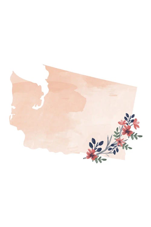 Washington Floral Watercolor State by Typologie Paper Co wall art