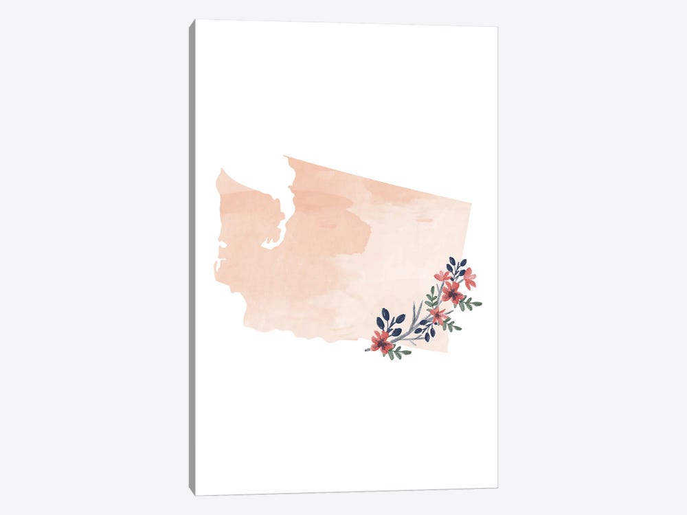 Washington Floral Watercolor State by Typologie Paper Co 1-piece Canvas Wall Art