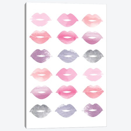 Watercolor Lips Multiple Canvas Print #TPP194} by Typologie Paper Co Canvas Art