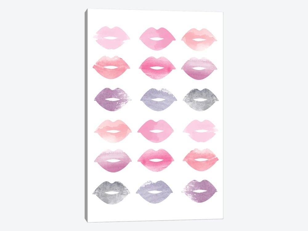Watercolor Lips Multiple by Typologie Paper Co 1-piece Canvas Print