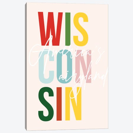 Wisconsin "American's Dairyland" Color State Canvas Print #TPP198} by Typologie Paper Co Art Print
