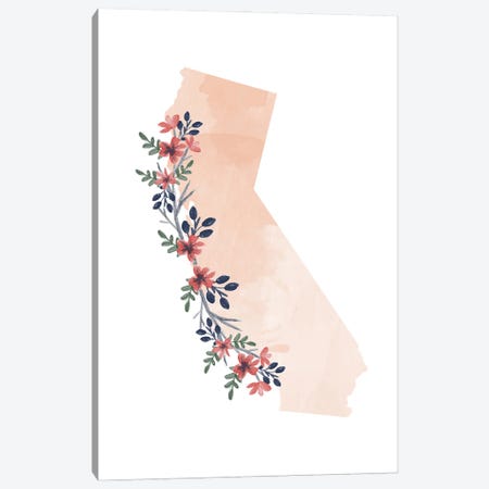 California Floral Watercolor State Canvas Print #TPP19} by Typologie Paper Co Art Print