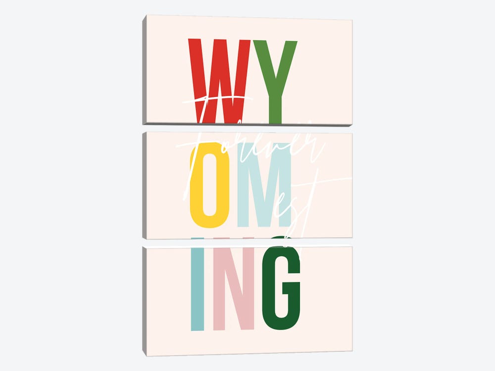 Wyoming "Forever West" Color State by Typologie Paper Co 3-piece Canvas Art