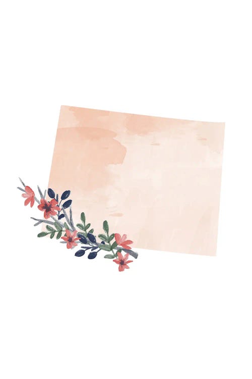 Wyoming Floral Watercolor State by Typologie Paper Co wall art