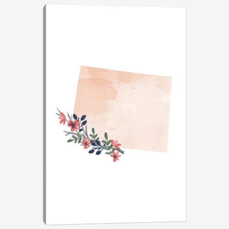 Wyoming Floral Watercolor State Canvas Print #TPP202} by Typologie Paper Co Art Print