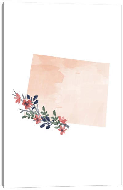 Wyoming Floral Watercolor State Canvas Art Print - Typologie Paper Co