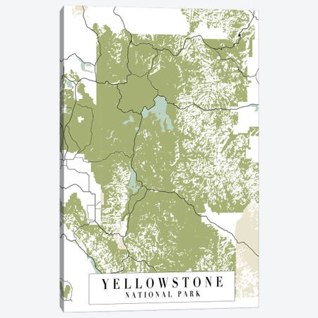 Yellowstone National Park Retro Street Map Canvas Print #TPP203} by Typologie Paper Co Art Print