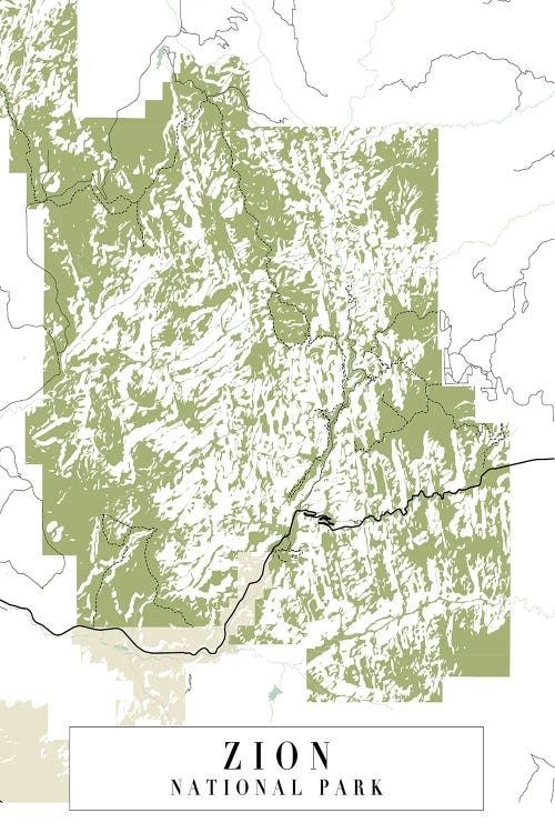 Zion National Park Retro Street Map