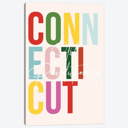 Connecticut "Still Revolutionary" Color State Canvas Print #TPP24} by Typologie Paper Co Canvas Art Print
