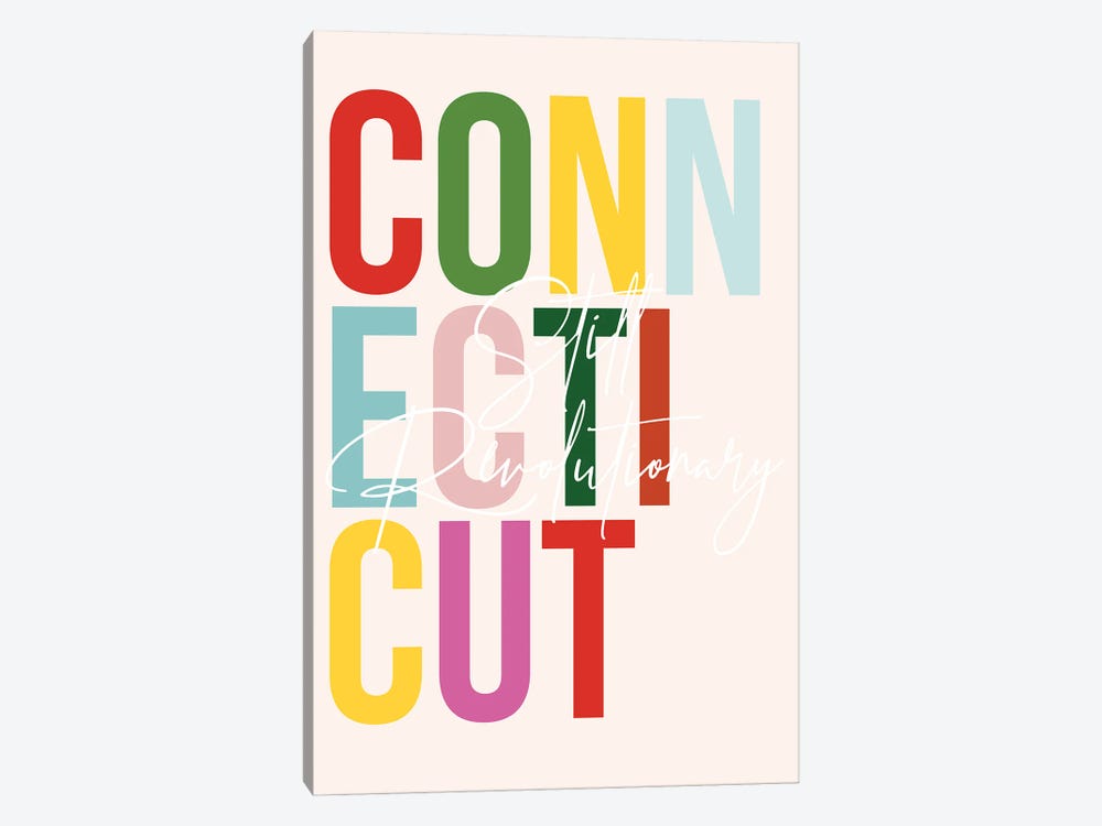 Connecticut "Still Revolutionary" Color State by Typologie Paper Co 1-piece Canvas Art Print