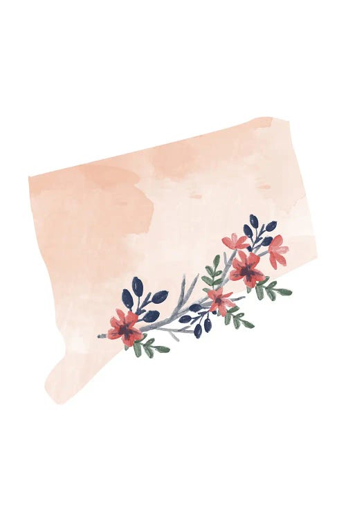 Connecticut Floral Watercolor State