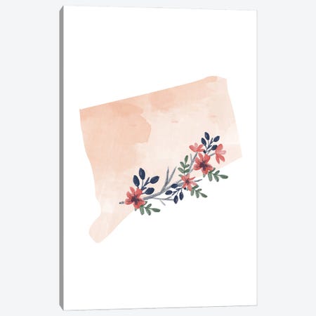 Connecticut Floral Watercolor State Canvas Print #TPP25} by Typologie Paper Co Canvas Print