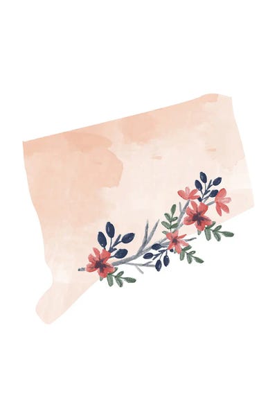 Connecticut: Connecticut Floral Watercolor State by Typologie Paper Co