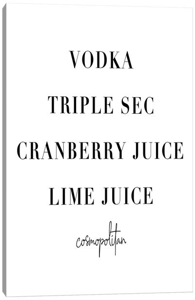 Cosmopolitan Cocktail Recipe Canvas Art Print - Typologie Paper Co