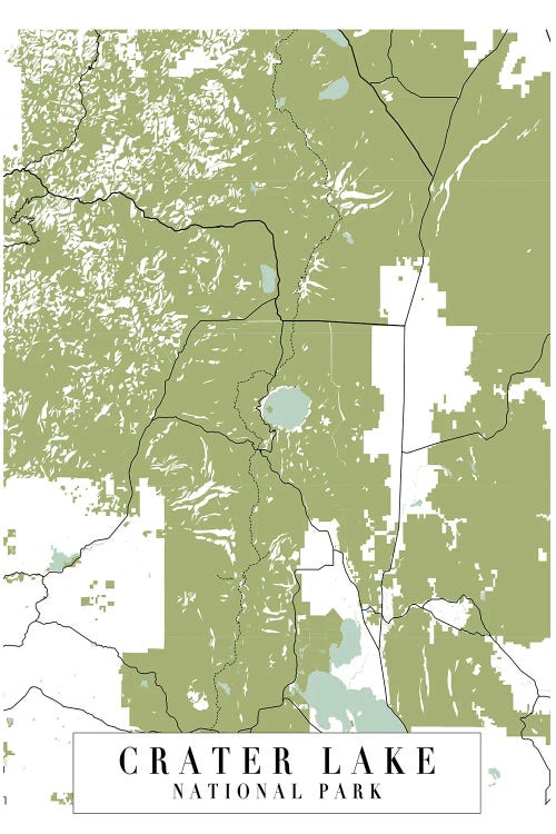 Crater Lake National Park Retro Street Map