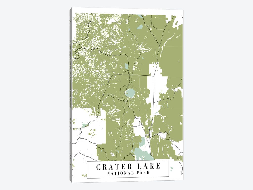 Crater Lake National Park Retro Street Map by Typologie Paper Co 1-piece Canvas Art