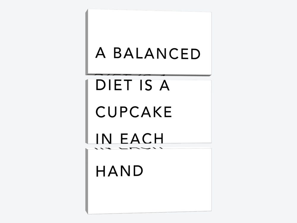 A Balanced Diet Is A Cupcake In Each Hand by Typologie Paper Co 3-piece Canvas Wall Art
