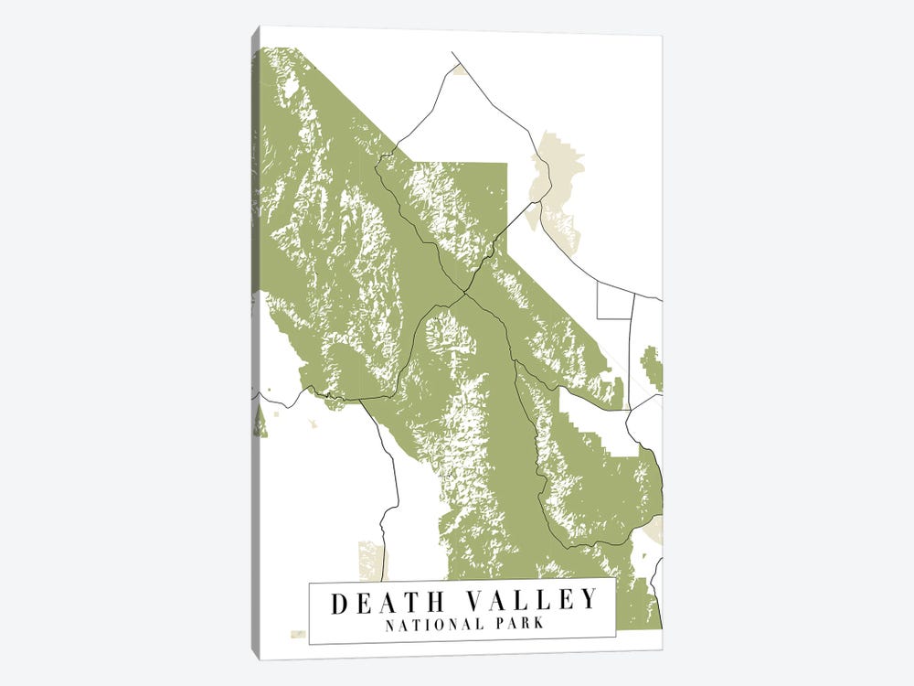 Death Valley National Park Retro Street Map by Typologie Paper Co 1-piece Canvas Wall Art