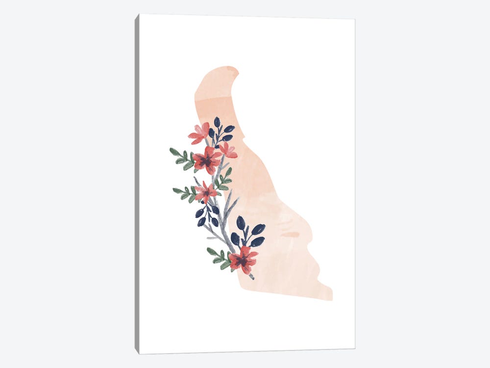 Delaware Floral Watercolor State by Typologie Paper Co 1-piece Art Print